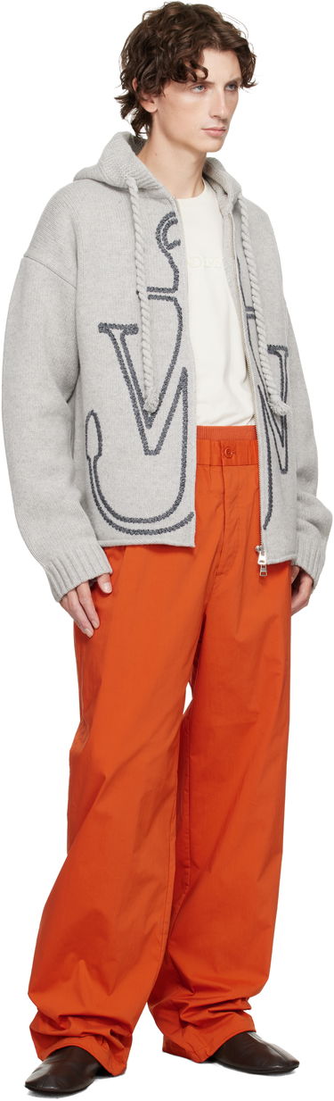 Sweatshirt JW Anderson Anchor Embroidery Zip Hoodie Grå | KW1429-YN0412, 3