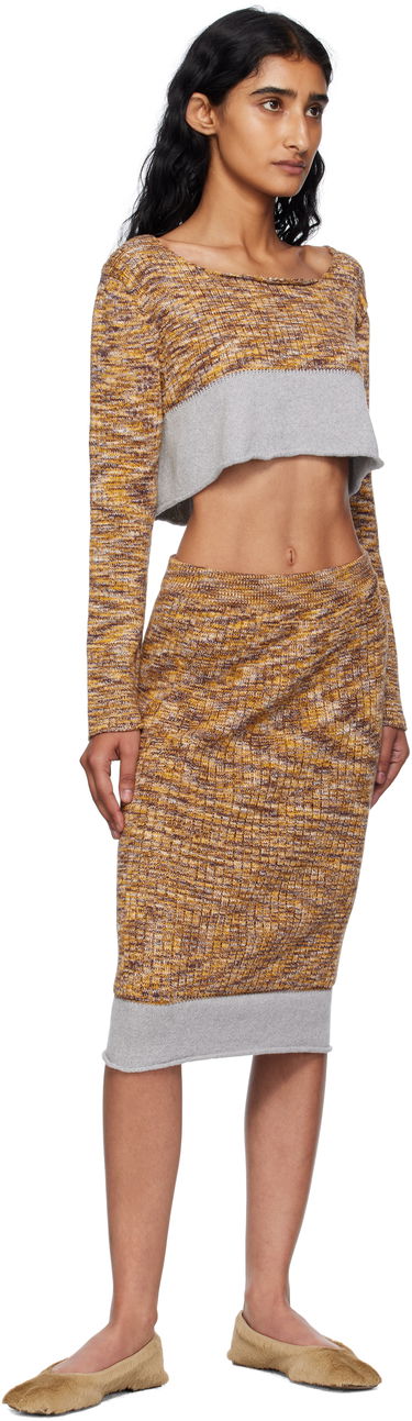 Kjol Baserange Baserange Midi Knit Skirt Gul | SSWA-TC-AU25, 3