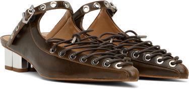 Sneakers och skor GANNI GANNI Oleatex Lace-Up Mules Brun | S3092, 3