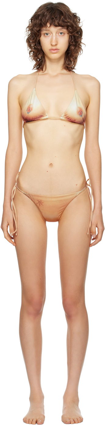 Badkläder Jean Paul Gaultier 'The Body Tattoo' Triangle Bikini Beige | 23/15-F-SG020-J535-25/23/15-F-S, 0
