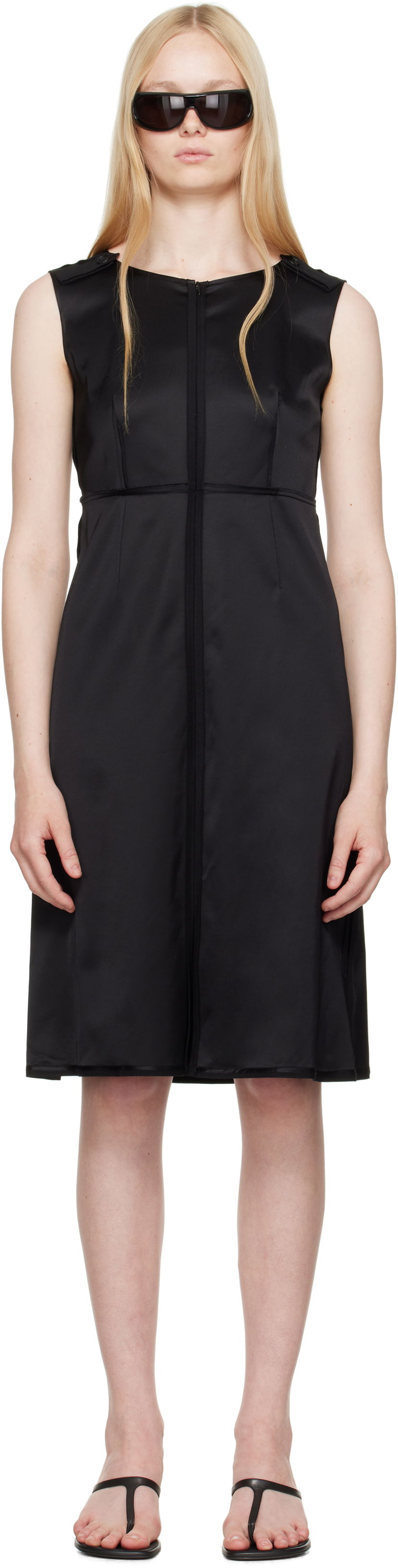 Klä Maison Margiela MM6 Maison Margiela Satin Stretch Midi Dress Svart | S62DA0048 M35143