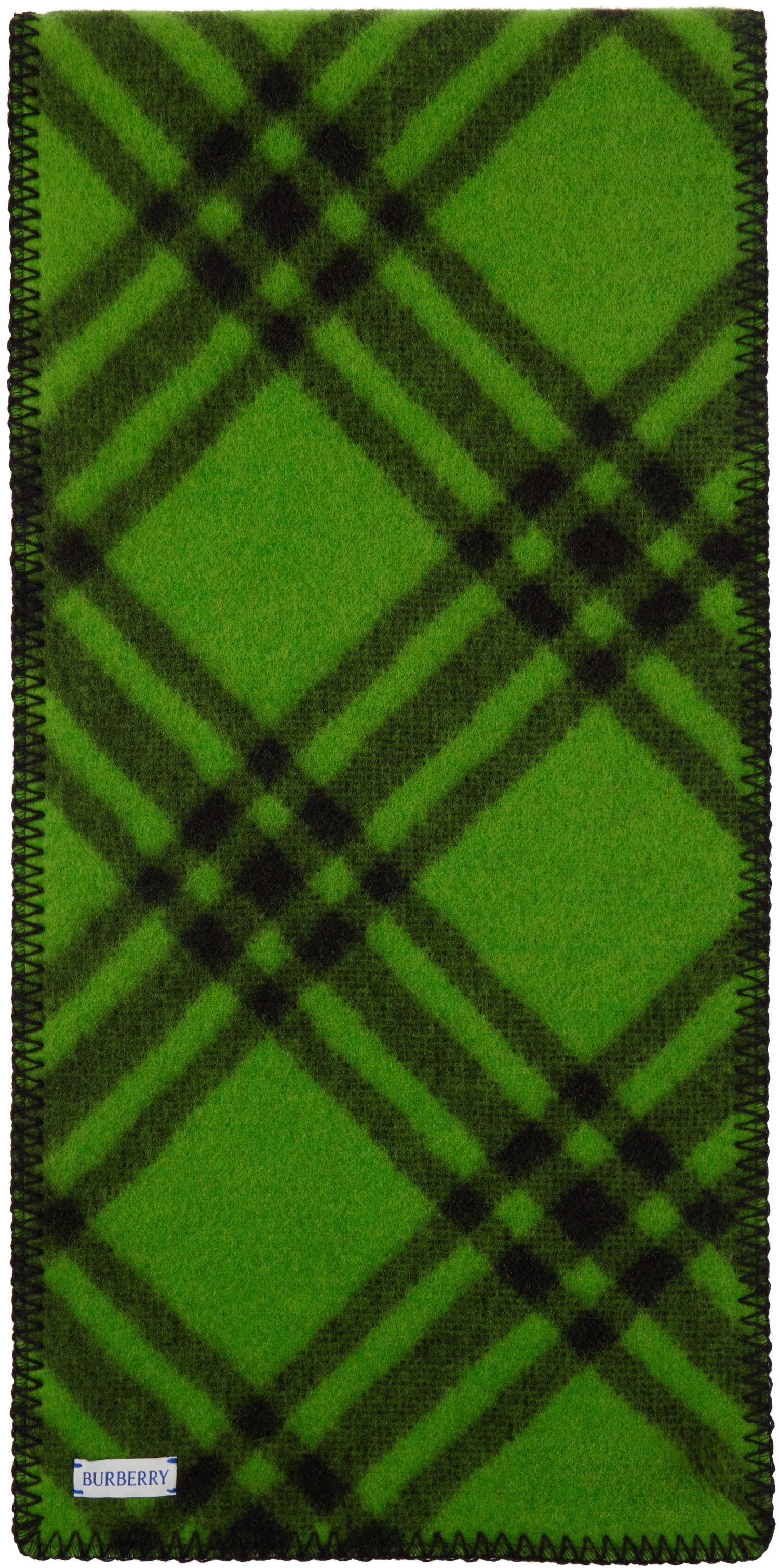 Halsduk Burberry Wool Scarf with Check Pattern Grön | 8105481, 1