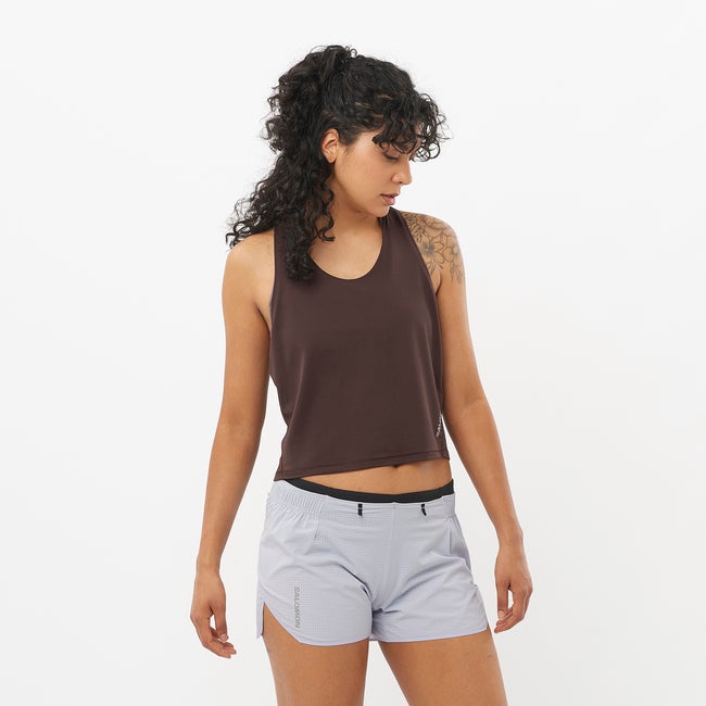 Linne Salomon Sense Aero Crop Tank Top Brun | LC2695800, 0