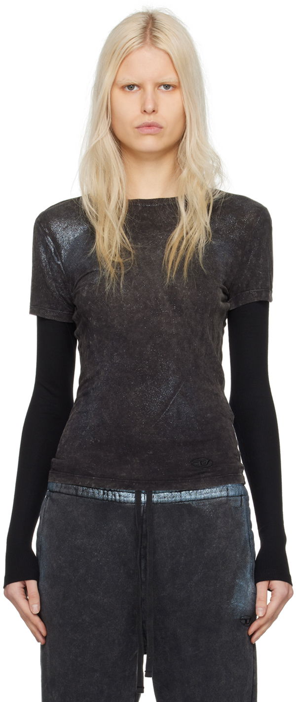 T-shirt Diesel T-Miwa Long Sleeve T-Shirt Svart | A12162 0DPAN