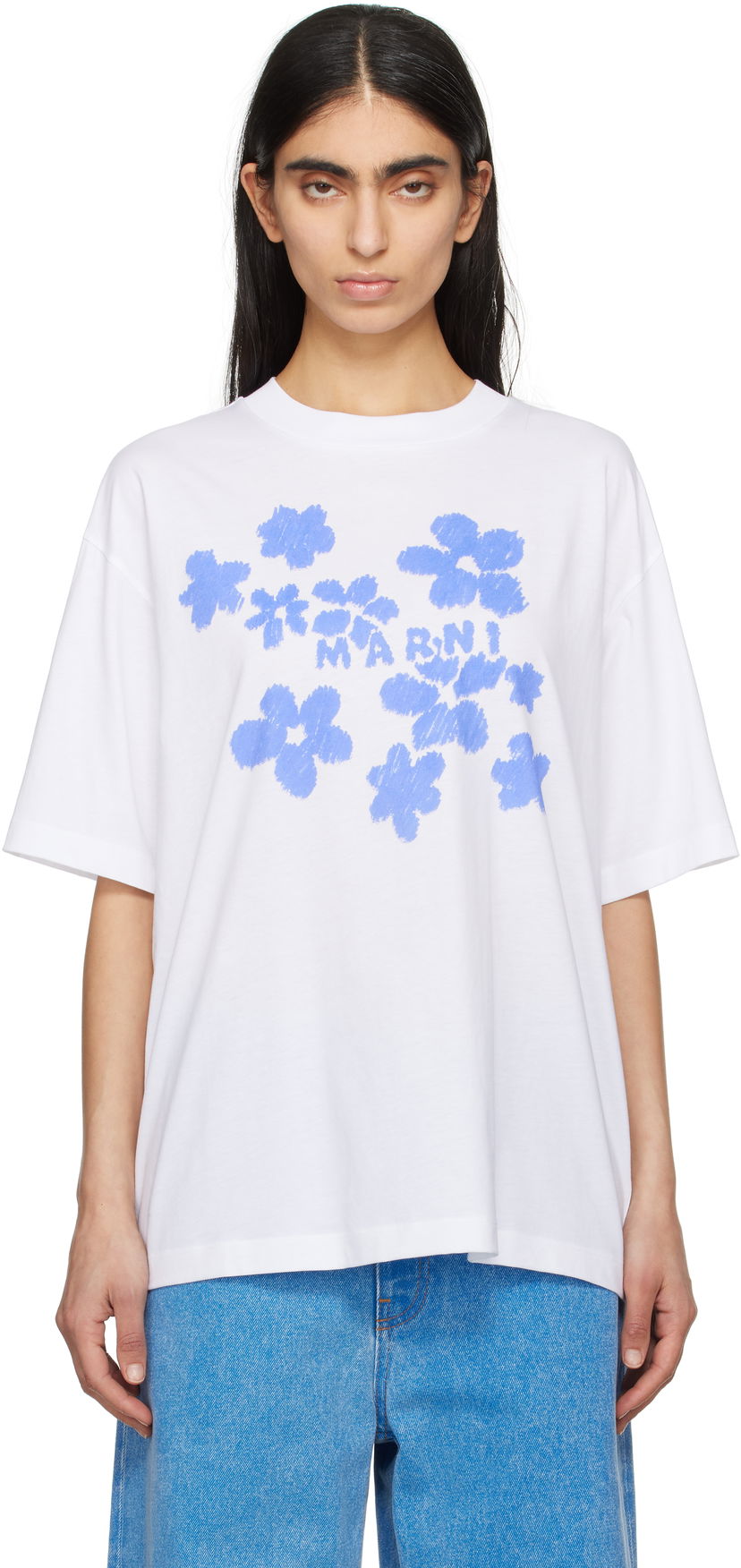 T-shirt Marni Marni Daisy Garden Cotton T-Shirt Vit | THJET49P09 USCX40