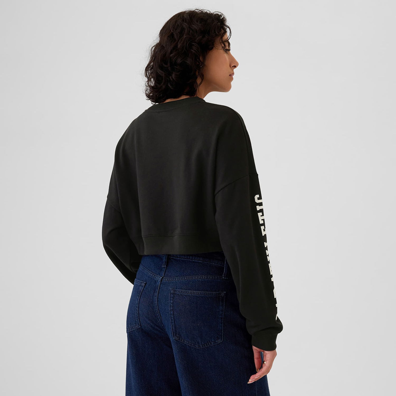 Kläder GAP Sweatshirt Crop Sweatshirt True Black L Grön | 498952-02, 1