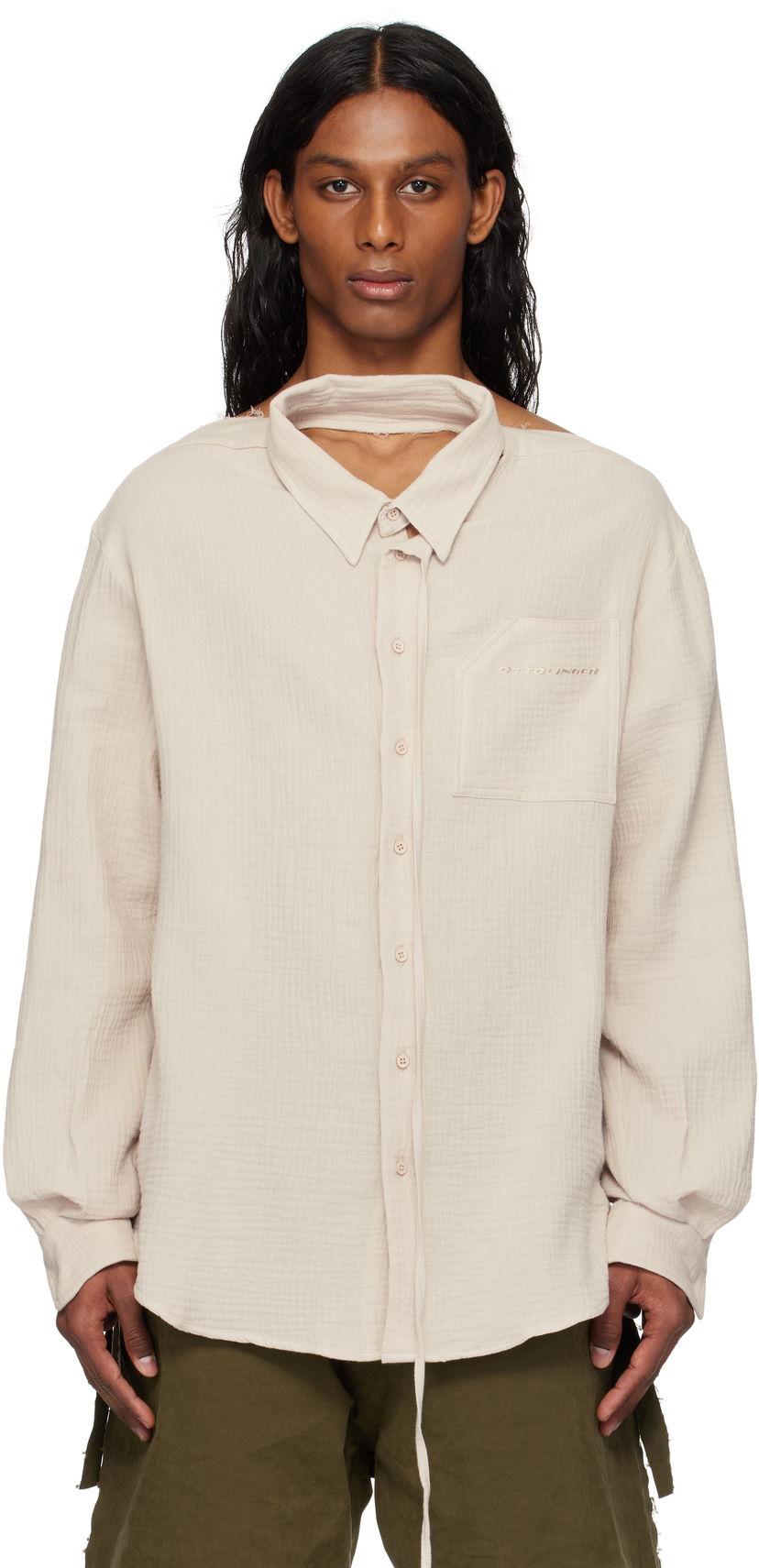 Skjorta Ottolinger Ottolinger Oversized Cut-Out Mousseline Shirt Beige | 111-400411-01