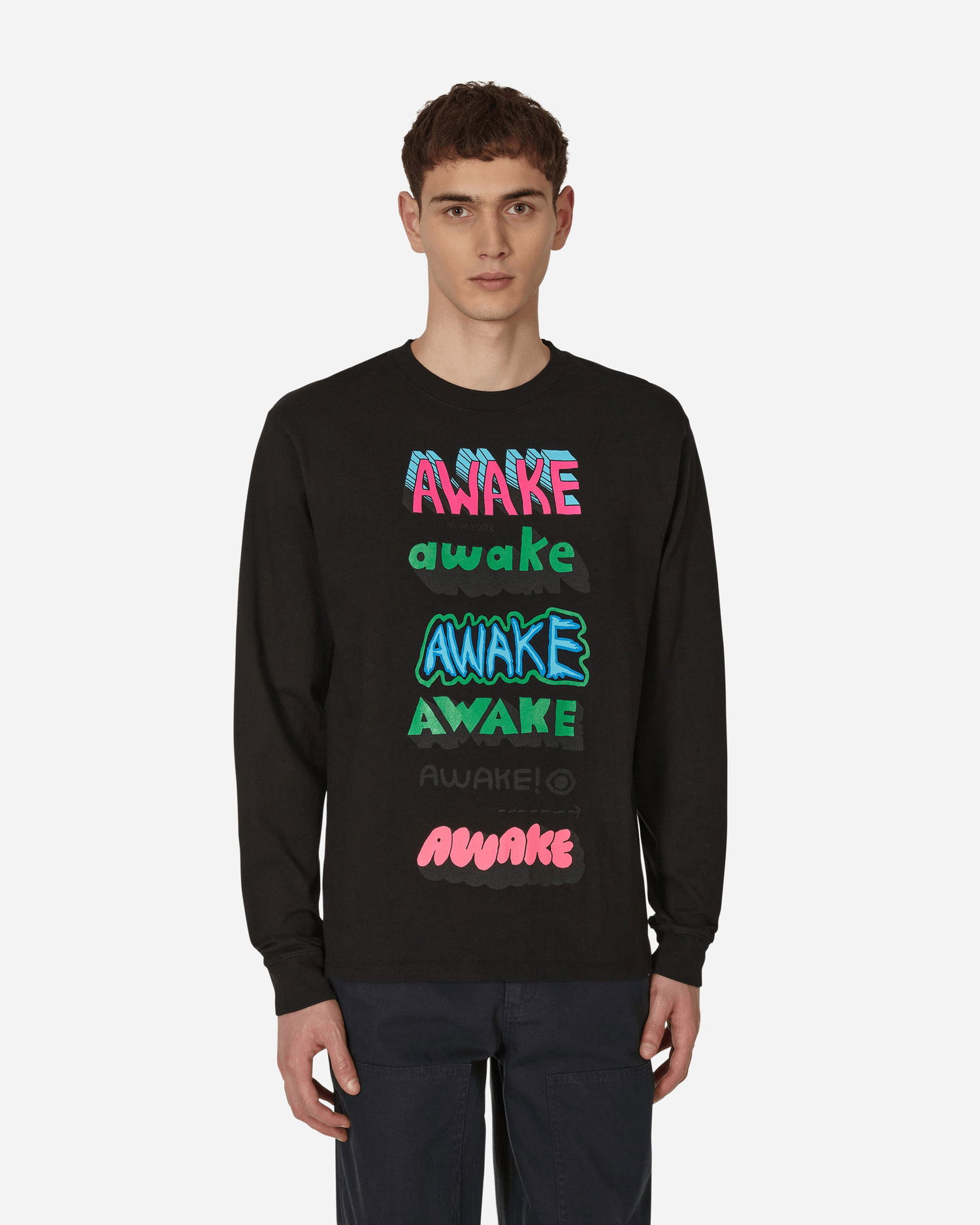 T-shirt Awake NY Stefan Meier Printed Longsleeve T-Shirt Svart | AWK-FW22-TS004 BLA, 0