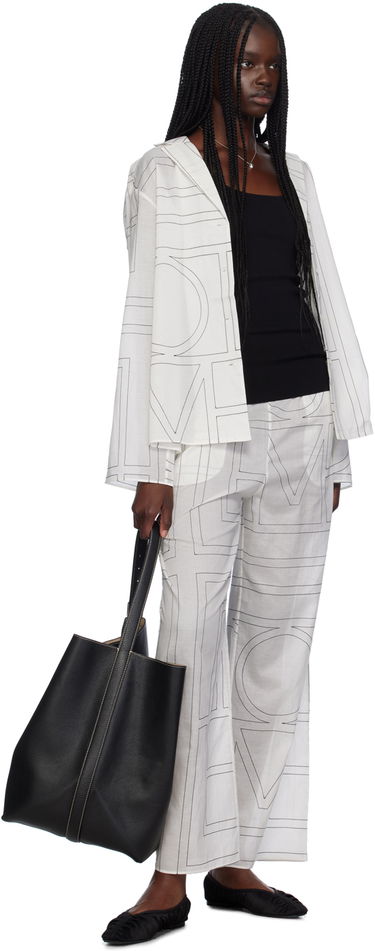 Skjorta TOTEME TOTEME Monogram Print Long Sleeve Shirt Vit | 243-WRT976-FB0239, 3