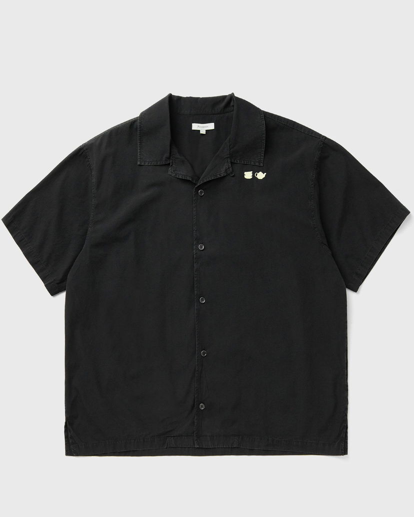 Skjorta JW Anderson Teacup and Teapot Embroidered Camp Collar Short Sleeve Shirt Svart | SH0371-PG1823-781