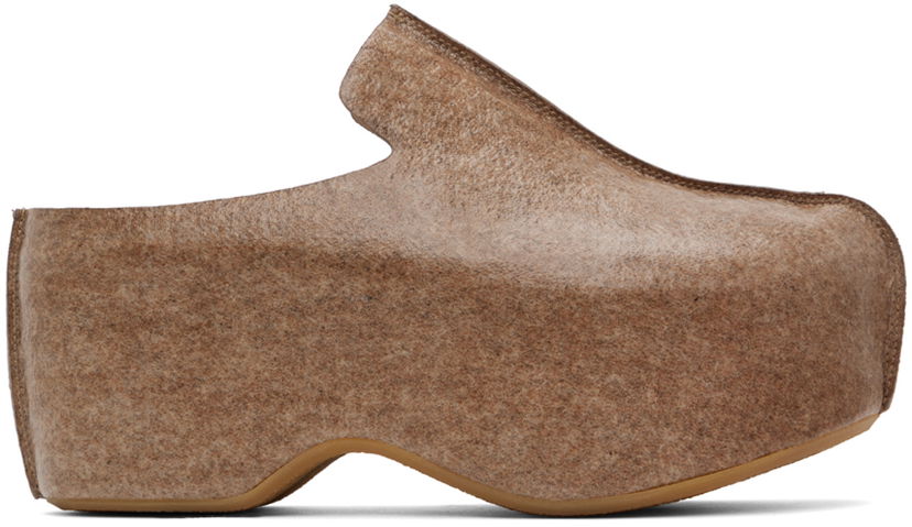 Kläder JW Anderson JW Anderson Laminated Felt Platform Clogs Brun | ANM42500D