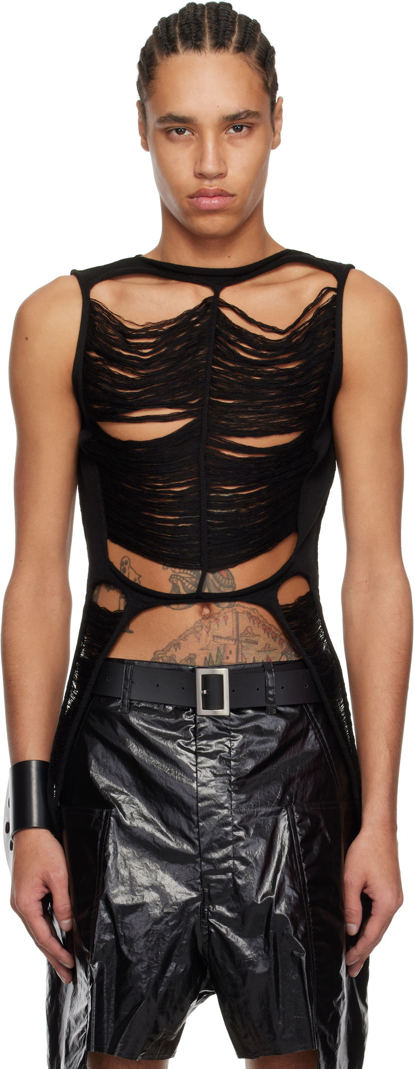 Linne Rick Owens Rick Owens Hollywood SL Cutout Tank Top Svart | RR01E5670 KGRIDM