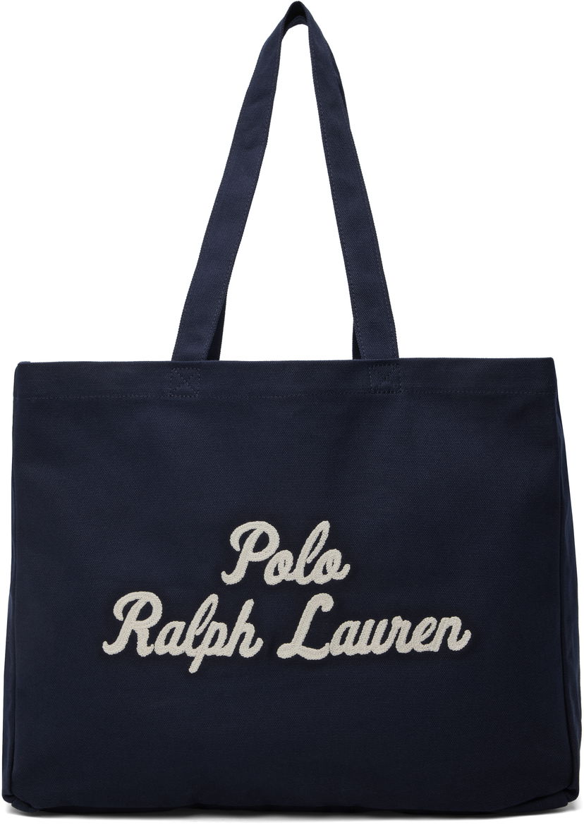 Tygpåse Polo by Ralph Lauren Ralph Lauren Embroidered Canvas Tote Bag Mörkblå | 405945884001