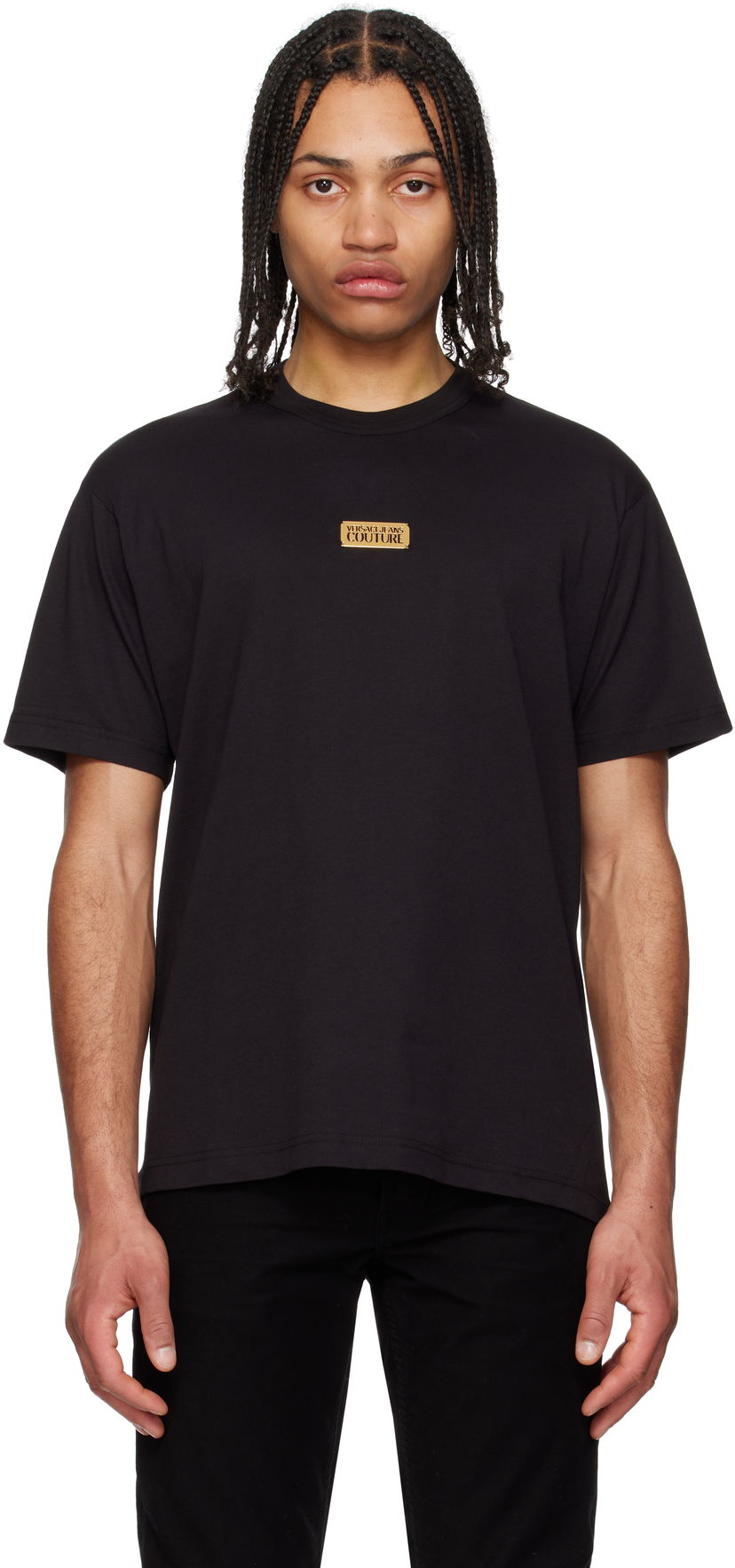 T-shirt Versace Versace Jeans Couture Logo T-Shirt Svart | E78GAHT08_ECJ00T