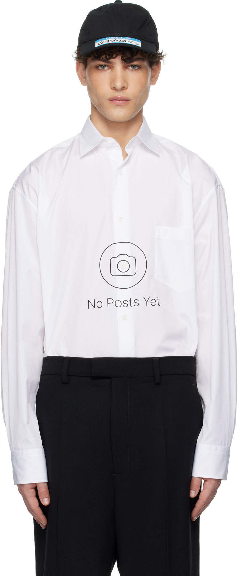 Skjorta VETEMENTS 'No Posts' Graphic Print Classic Shirt Vit | UA66SH440W