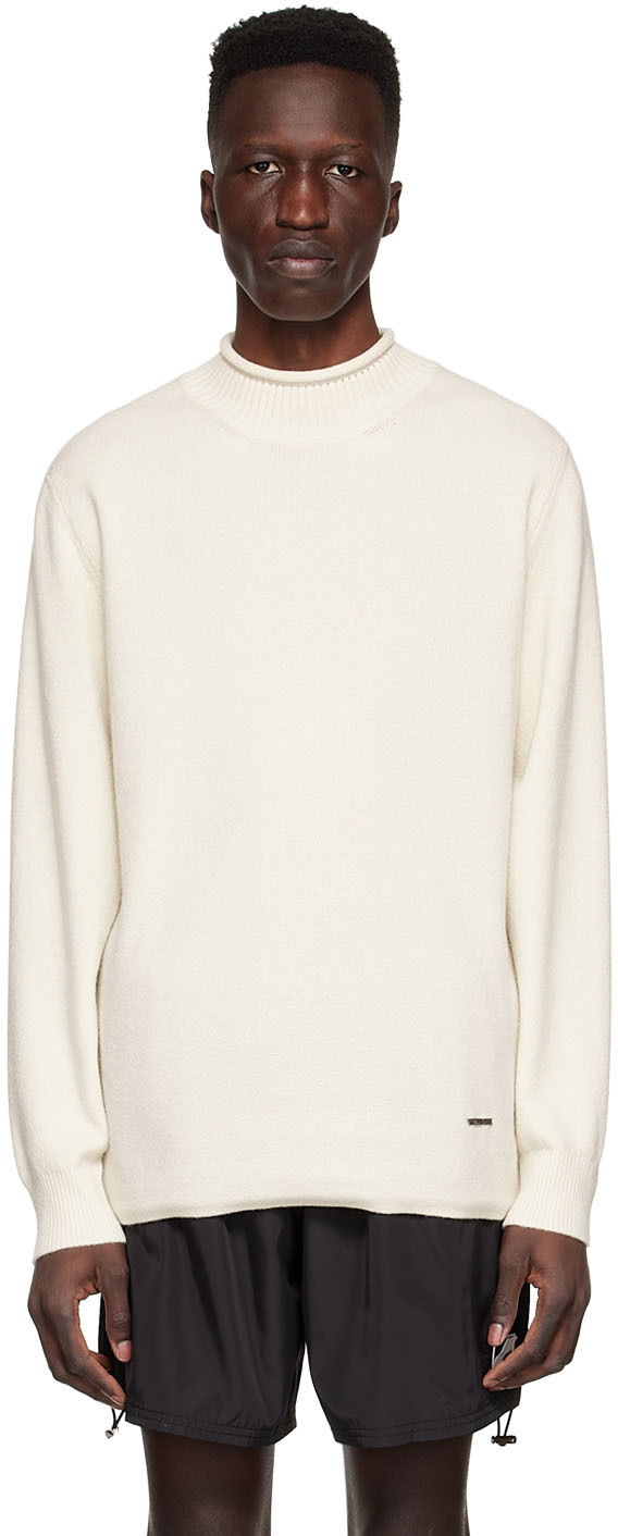 Sweater We11done Cashmere Mock Neck Sweater Vit | WD-KT1-22-653-U-IV