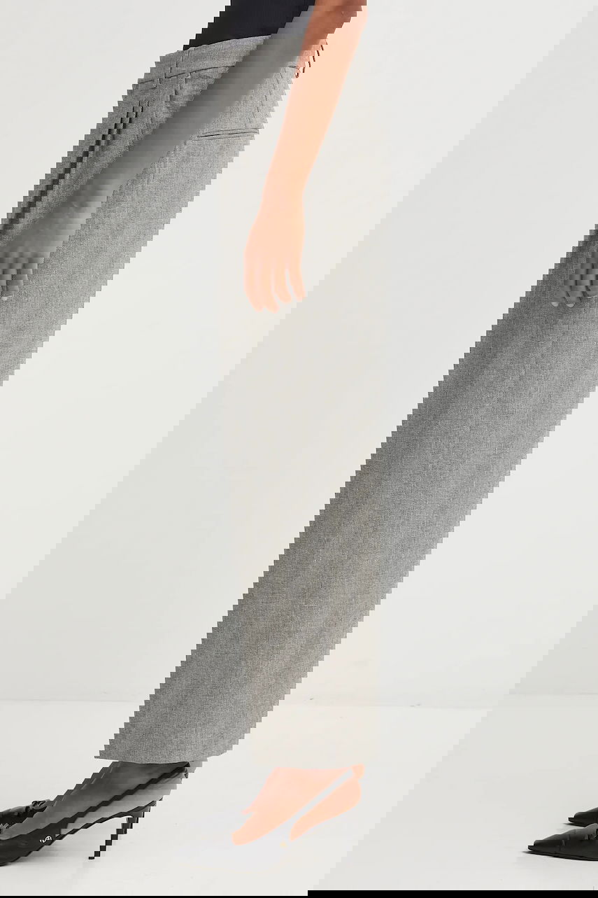 Byxor Anine Bing Anine Bing belen High Waist Linen Blend Pleated Wide-Leg Trousers Grå | A.03.11218, 1