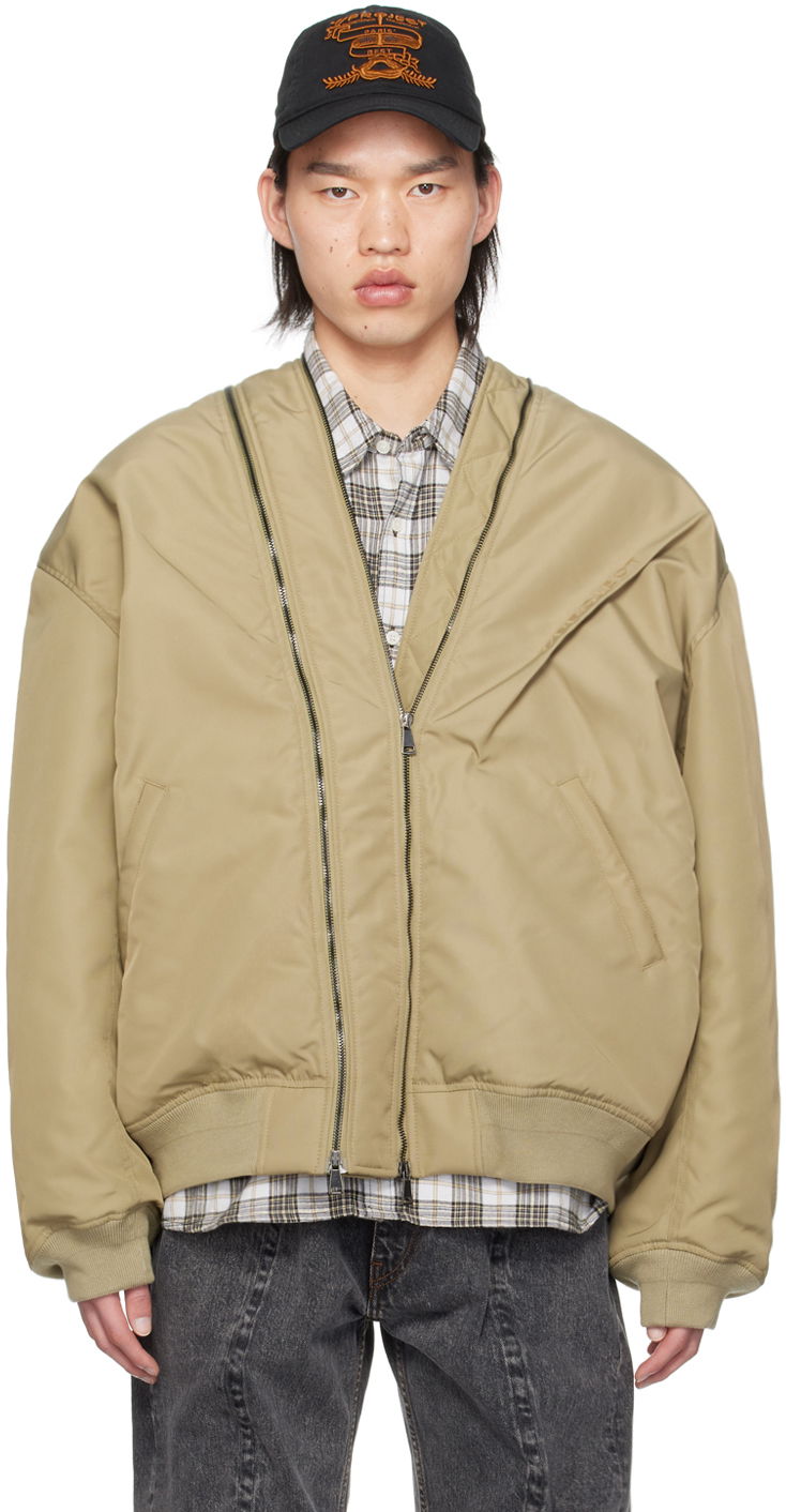 Bomberjacka Y/PROJECT Beige Double Zip Bomber Jacket Beige | 203JA002