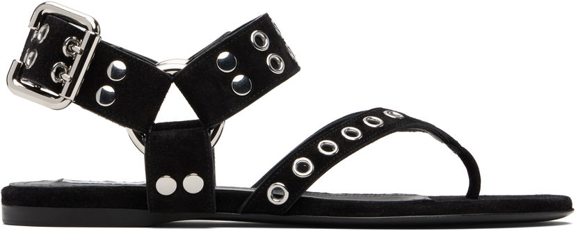 Sneakers och skor Alaïa ALAÏA Suede Calfskin Thong Sandals Svart | AA3S134CK177