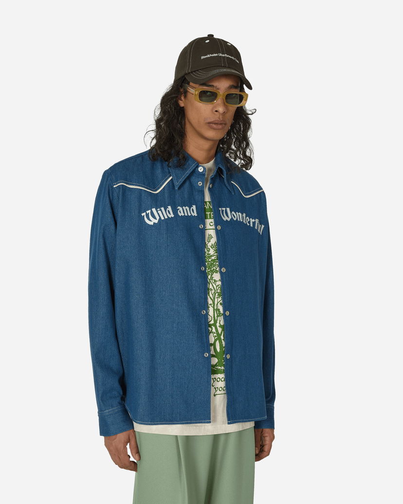 Skjorta Stockholm (Surfboard) Club Embroidered Western Shirt Blue Blå | U4000010 1