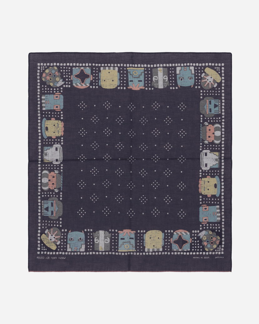 Halsduk KAPITAL Selvedge Bandana with Kachina Print Mörkblå | EK-1169BA 2