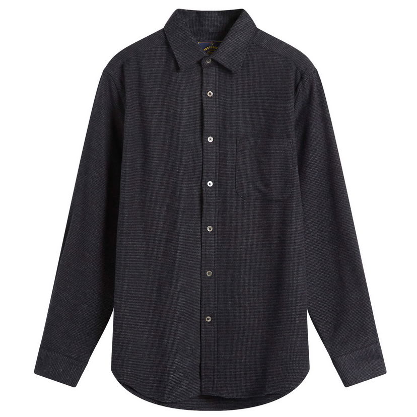 Skjorta Portuguese Flannel Sounds Micro Check Shirt, Size Small Svart | AW25069-GRY