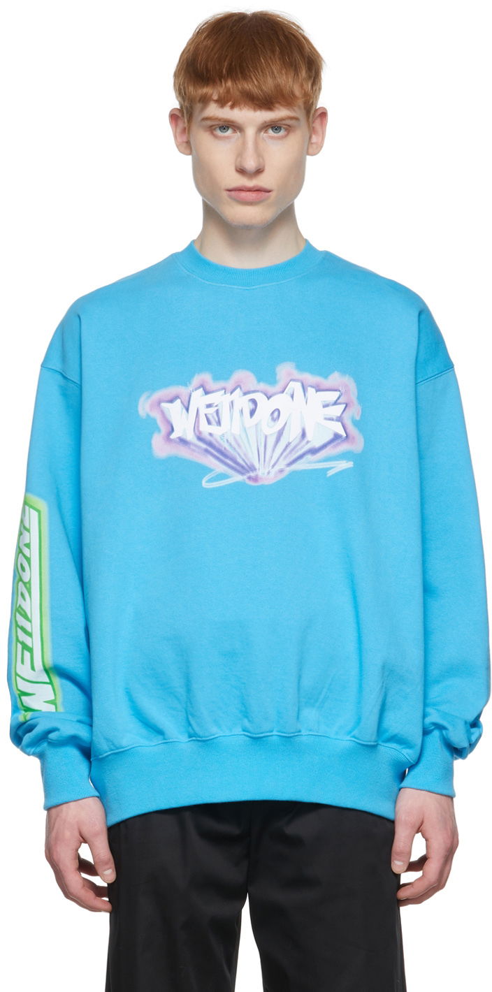 Sweatshirt We11done We11done Cotton Sweatshirt Blå | WD-TS1-22-684-U-BL
