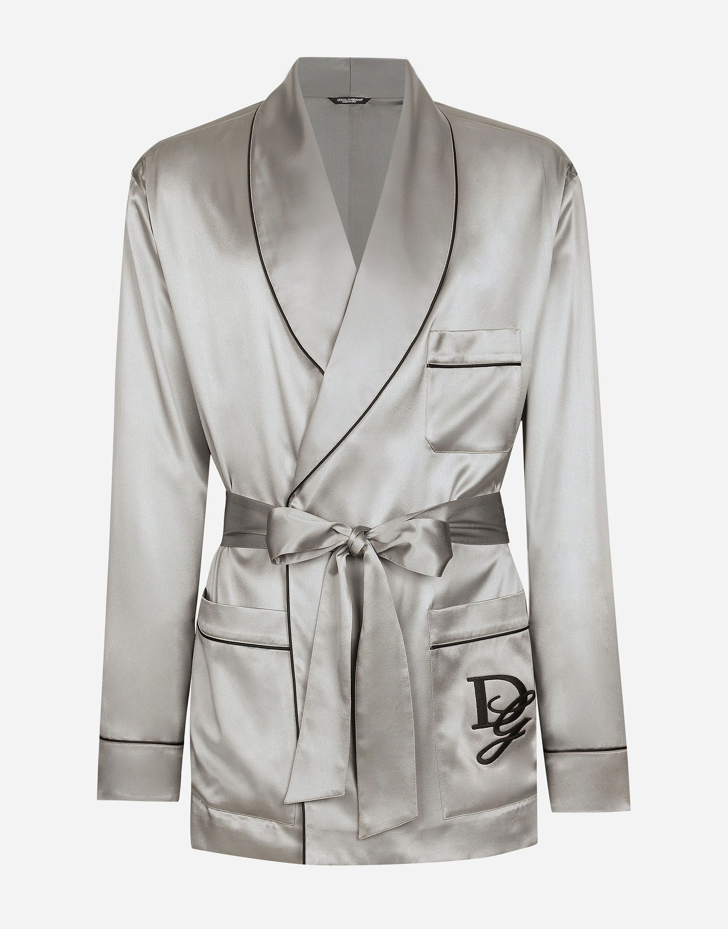 Pyjamas Dolce & Gabbana Silk Satin Robe Gray Grå | G2TQ4ZFU1AUN2613, 0