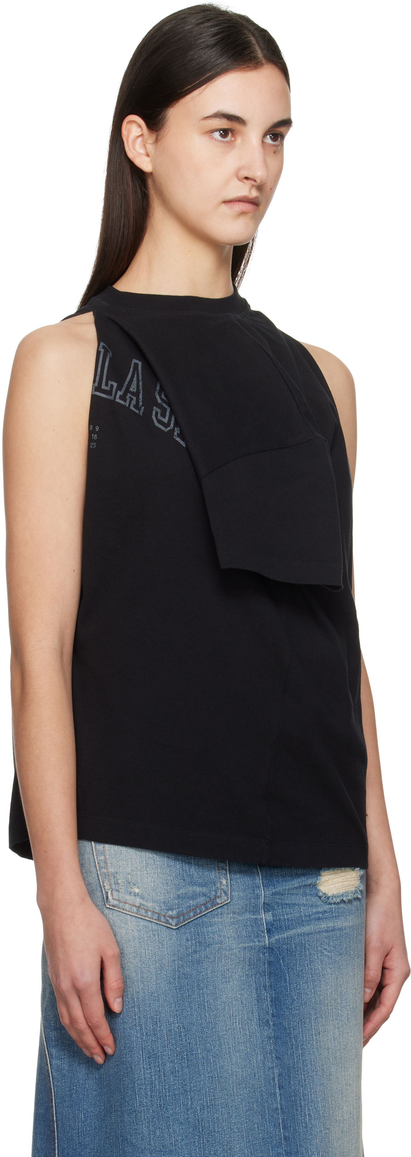 Linne Maison Margiela MM6 Maison Margiela Dual Wear Varsity Print Tank Top Svart | S52NF0012 M20050, 1