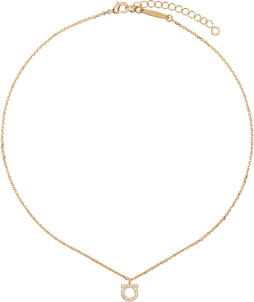 Halsband FERRAGAMO Salvatore Ferragamo Gancini Crystal Pendant Necklace Metallisk | 696654