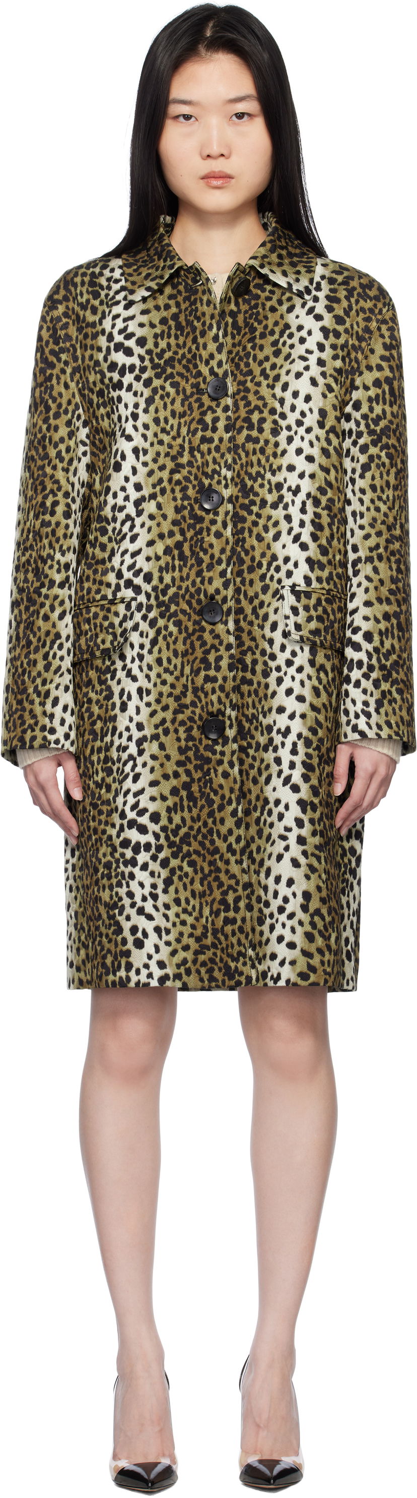 Rockar Blumarine Blumarine Printed Jacquard Coat Brun | P522S093A