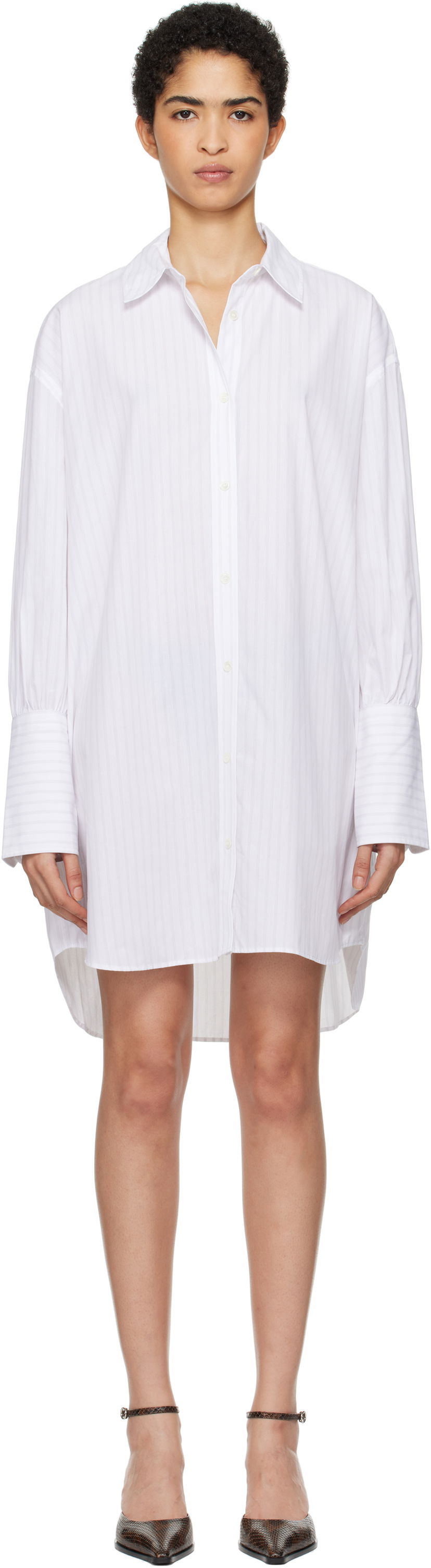 Skjorta Anine Bing ANINE BING Striped Lake Mini Shirt Dress Vit | A-02-10562-MTL31