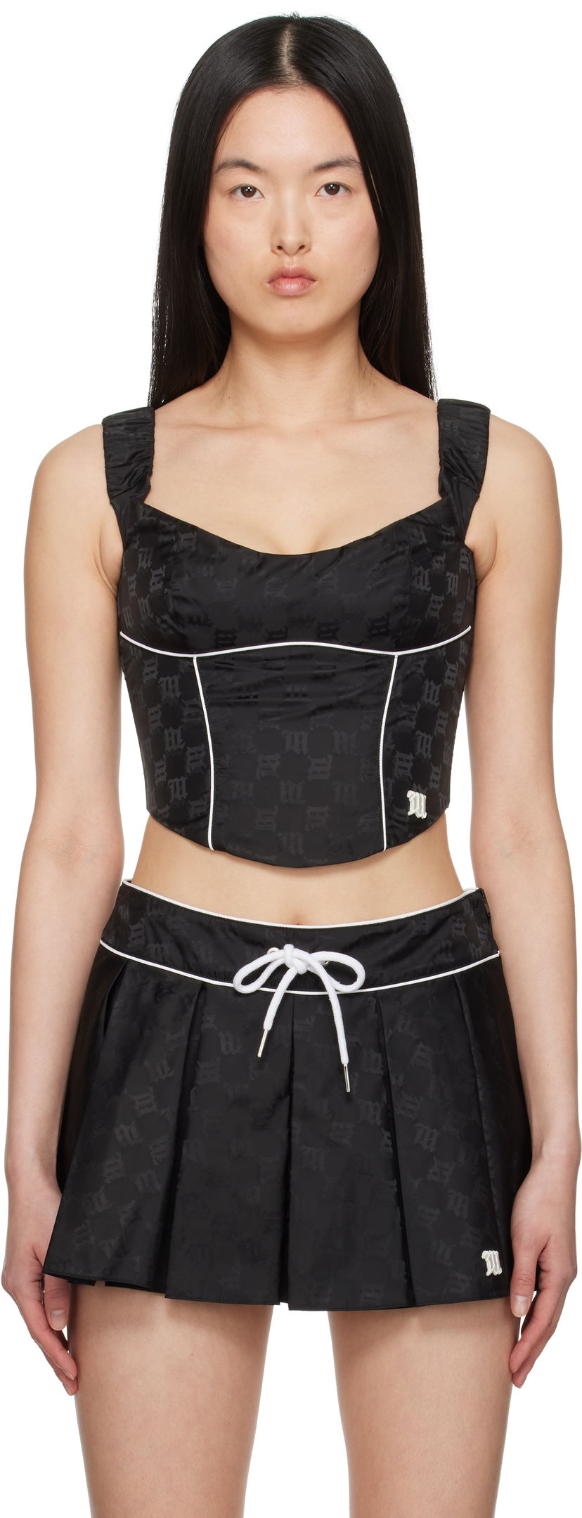 Kjol MISBHV MISBHV Monogram Nylon Corset Top Svart | 250W104