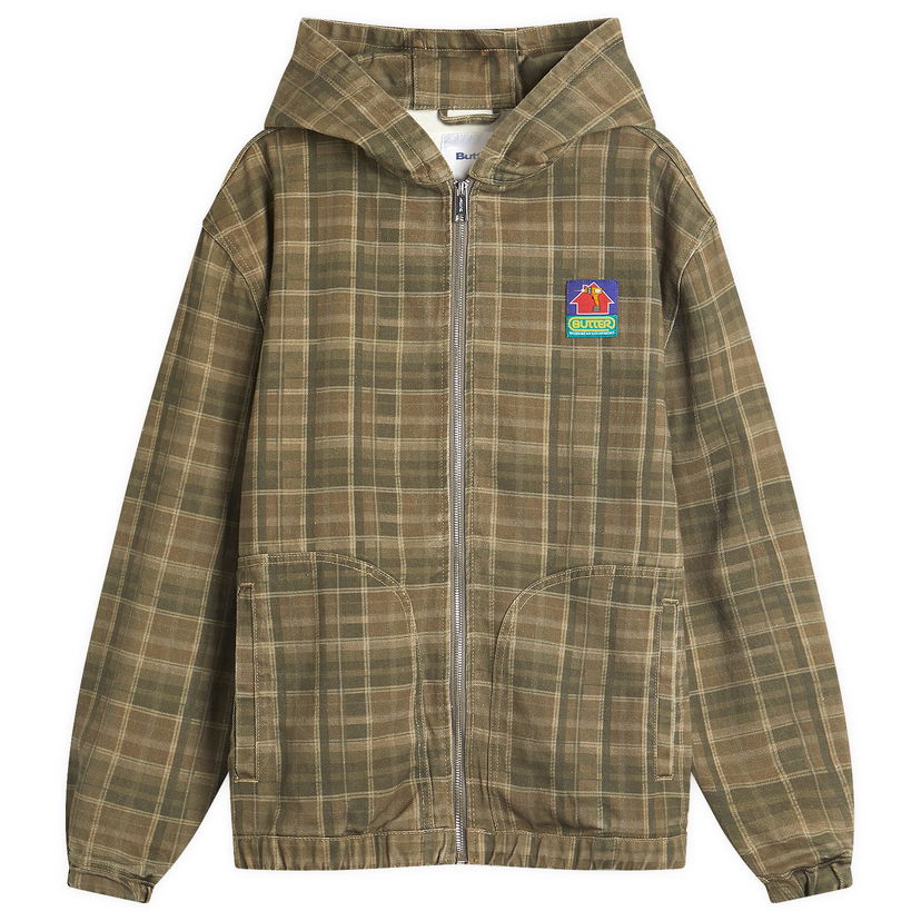 Jacka Butter Goods Butter Goods Work Jacket Washed Plaid, Size Large Grön | BG252604-PLA