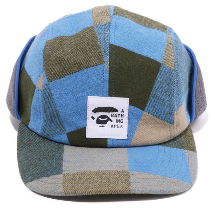 Keps BAPE BAPE Block Check Earflap Cap Blå | 001CPI801001M, 0