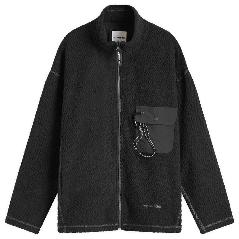Sweatshirt and wander Re Wool Jacquard Fleece Jacket Svart | 5744281146-010
