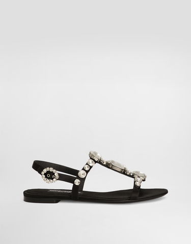 Sneakers och skor Dolce & Gabbana Satin Sandals With Gemstone Embellishment Svart | CQ0601A9T438S488, 0