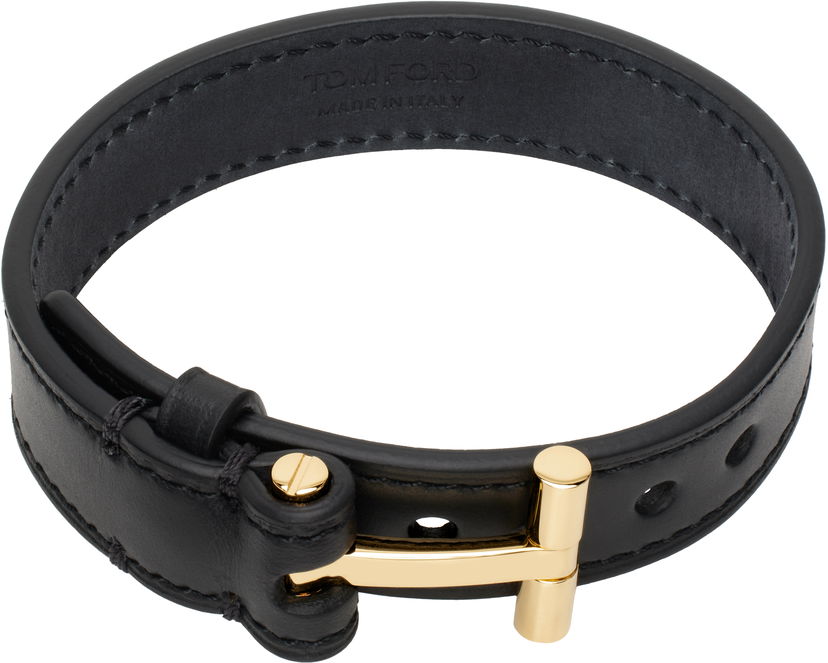 Armband Tom Ford Tom Ford T Leather Bracelet Svart | JM002-LCL008G