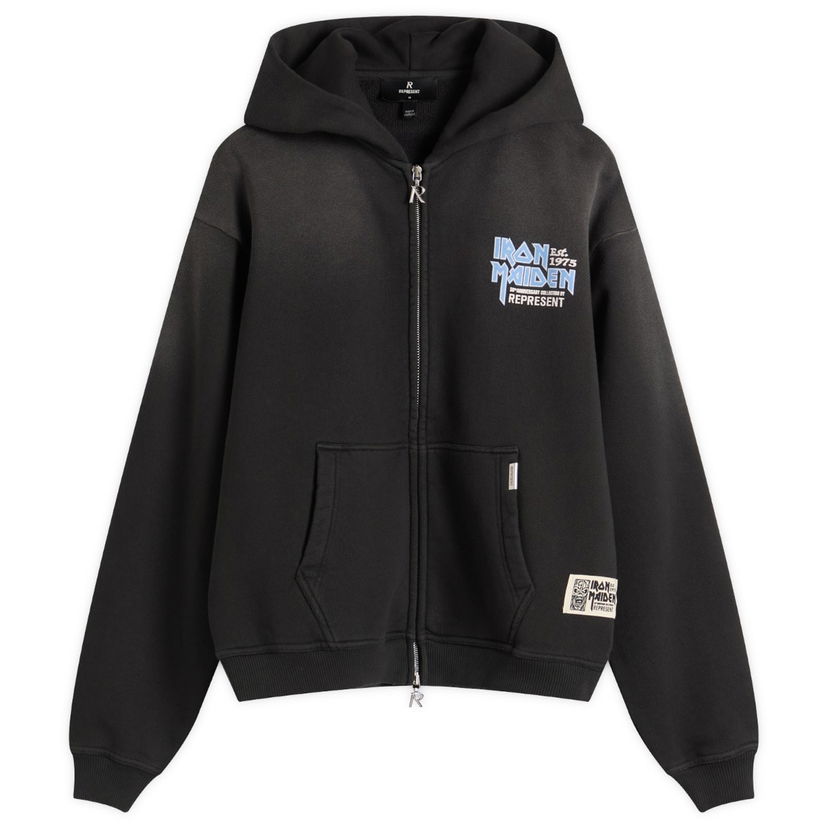 Sweatshirt Represent Clo Iron Maiden Anniversary Zip-Up Hoody Svart | MLM100578-04
