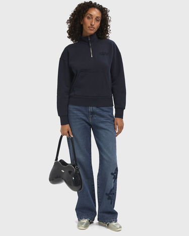 Sweatshirt ØLÅF Retro Logo Half Zip Sweatshirt Mörkblå | W220207-NAVY, 2