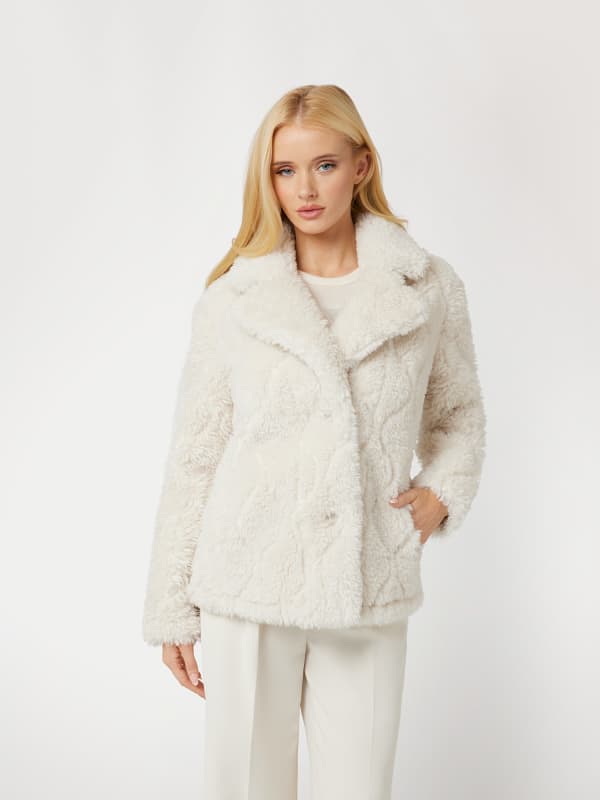 Jacka GUESS Faux Fur Cropped Jacket Vit | W4BL15WGHY0