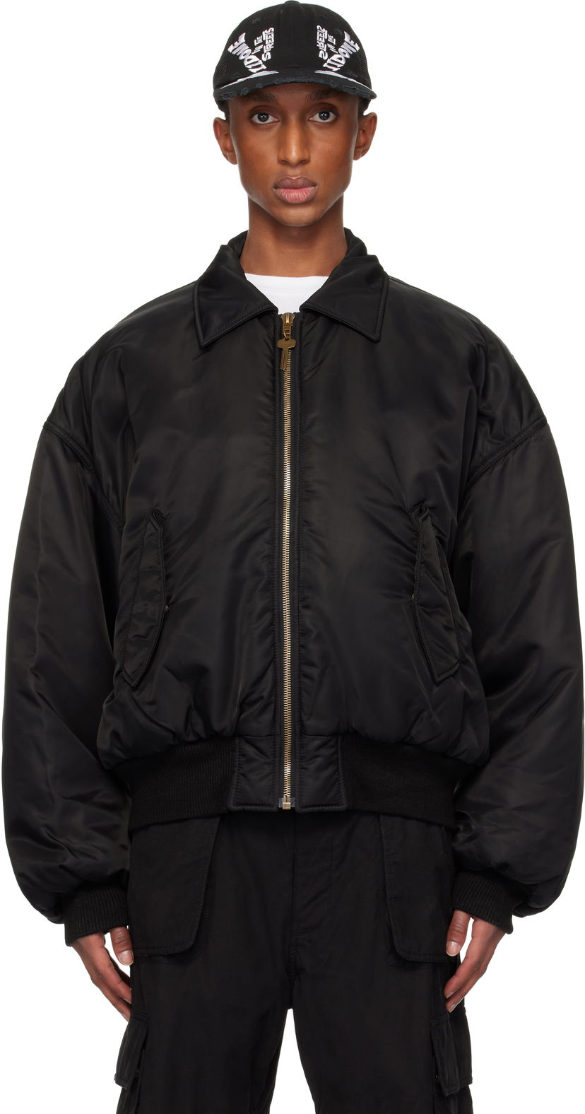Bomberjacka We11done Collar Bomber Jacket Svart | WD-JP3-24-023-U-BK