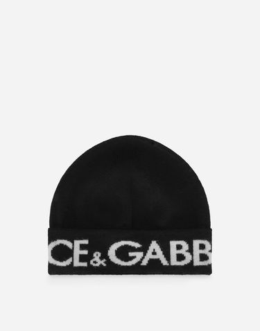 Mössa Dolce & Gabbana Dolce & Gabbana Wool Knit Hat With Jacquard Logo Svart | LBKHA2JCVM6N0000, 0