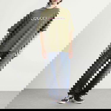 T-shirt Gucci Gucci Interlocking Logo Heavy Cotton T-Shirt, Size Large Grön | 798115-XJHDG-3450, 4