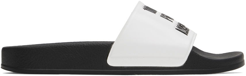 Sneakers och skor Moschino White & Black '100% Pure ' Pool Slides Vit | MB28292G1LG18100, 0