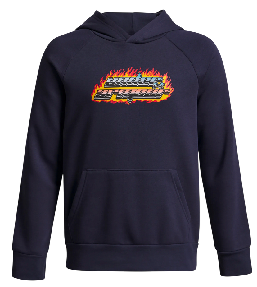 Sweatshirt Under Armour Rival Fleece Flamin Wordmark Hoodie Mörkblå | 6003781-403