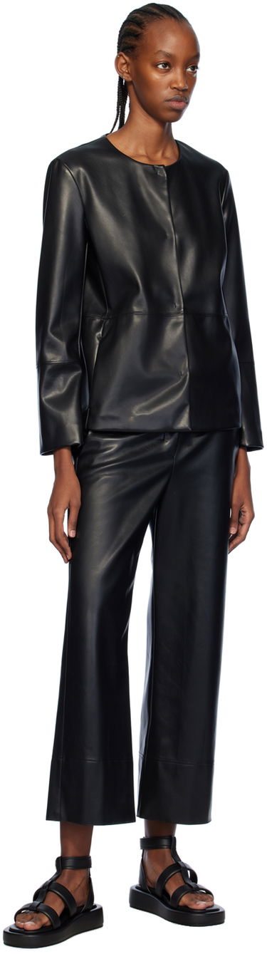 Byxor Max Mara Max Mara Faux-Leather Wide Leg Pants Svart | 2419781021600 MM13037, 3
