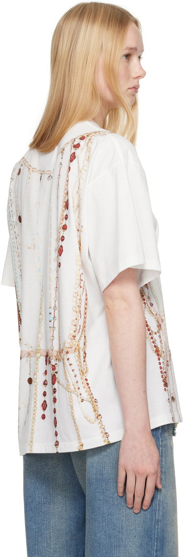 T-shirt Maison Margiela MM6 Maison Margiela Jersey T-Shirt with Beaded Graphic Vit | S62GD0201 M20113, 2