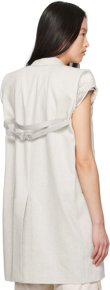 Väst Rick Owens Rick Owens Hollywood Dirt Tailored Sleeveless Denim Blazer Beige | RP01E7768 DRD, 2