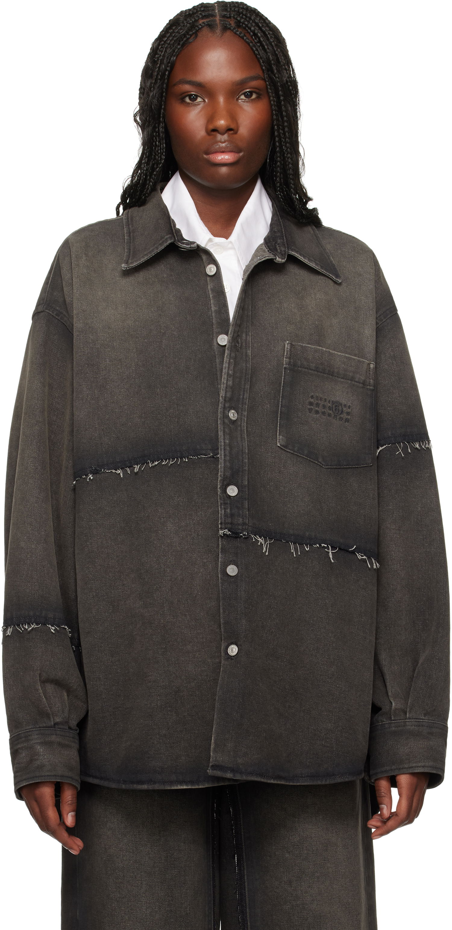 Skjorta Maison Margiela MM6 Maison Margiela Long-Sleeved Reconstructed Denim Shirt Svart | SH2DT0009 S30848, 0